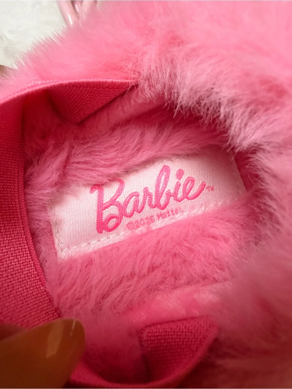 Barbie Pink Pearl 'B' Fuzzy Kids Slippers